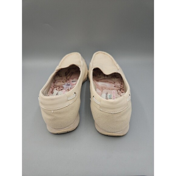 Sketchers Canvas 8.5 Beige Slip-on Relaxed Fit Memory Foam Bikers Pedestrian - Picture 4 of 11